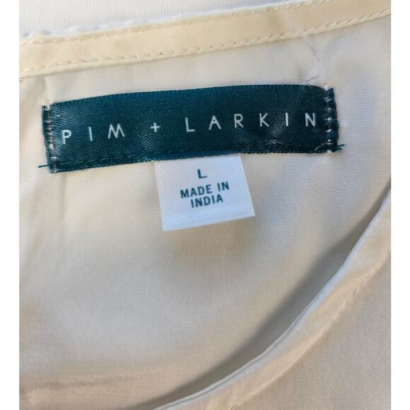 Pim Larkin size L cream black geometric sleevless career casual comfort top - Picture 4 of 7